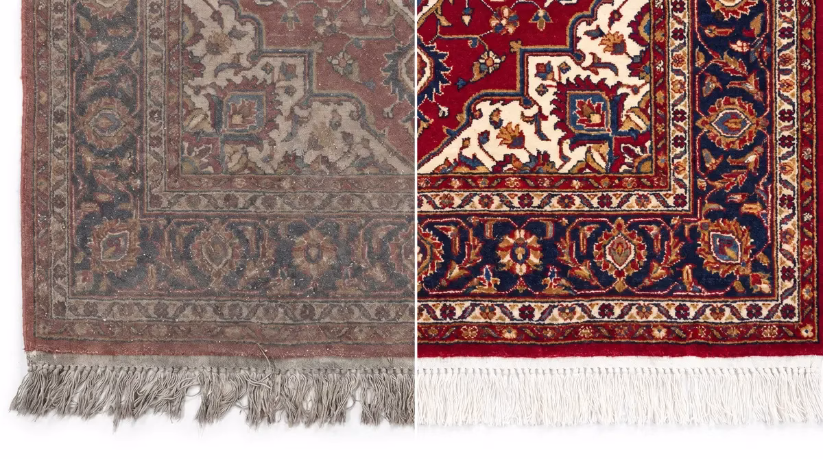 Persian area rug cleaning before and after — National Multi Steam Napa