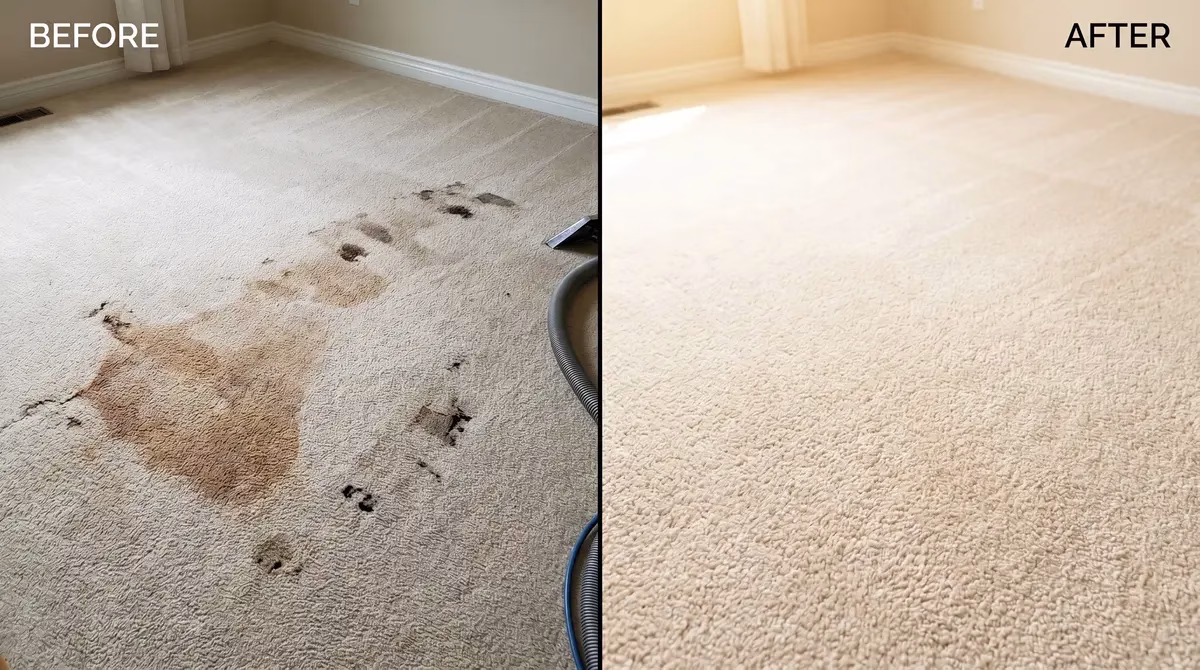 Pet stain and odor removal before and after — National Multi Steam